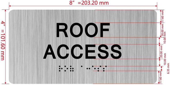 ROOF ACCESS Signage with Raised letters/Image & Grade 2 Braille - Includes Red Adhesive pad for Easy Installation - The park Ave Line