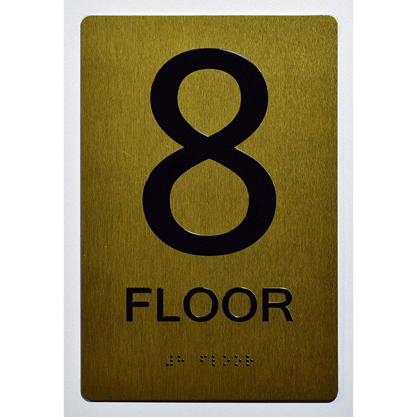 Stair and floor  Signage Raised letters , Raised Image & Grade 2 Braille - Includes Red Adhesive pad for Easy Installation - The Sensation line (FLOOR 8)