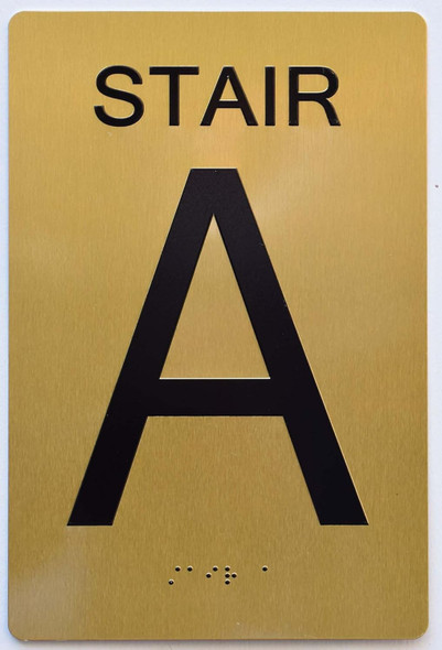 Stair and floor  Signage Raised letters , Raised Image & Grade 2 Braille - Includes Red Adhesive pad for Easy Installation - The Sensation line (STAIR A)