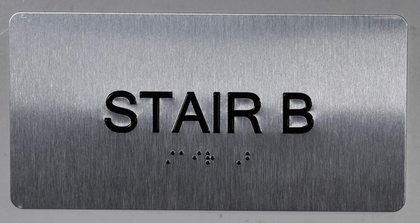 Stair B Sign Silver-Tactile Touch Braille Sign - The Sensation line