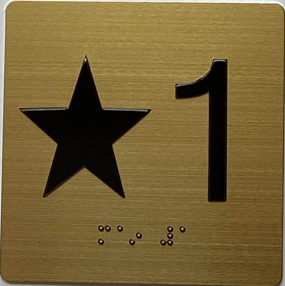 STAR 1 Elevator Jamb Plate  Signage- Tactile Touch Braille  Signage (Brass Gold, Aluminium,4x4)- The Sensation line