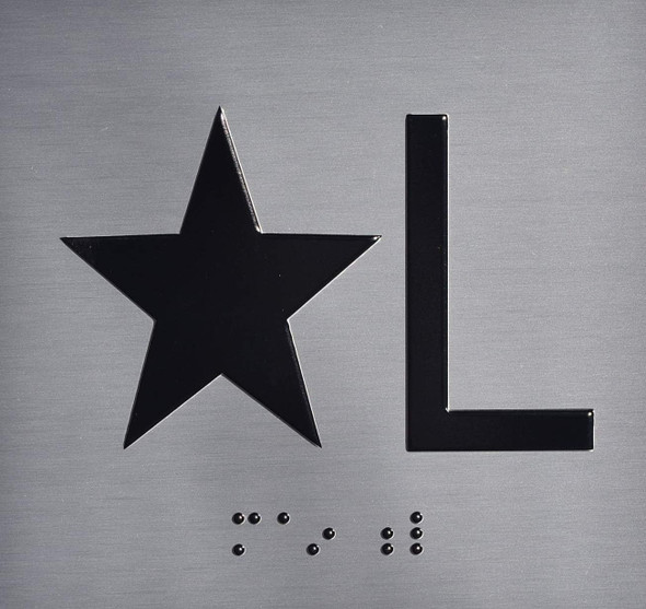 STAR L Floor Elevator Jamb Plate sign With Braille and raised number-Elevator floor number sign(SILVER)