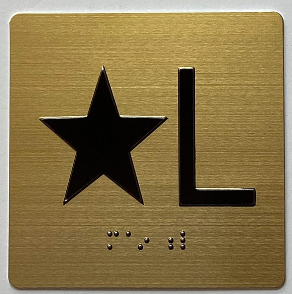 STAR L Elevator Jamb Plate sign With Braille and raised number-Elevator STAR LOBBY floor number sign - The sensation line