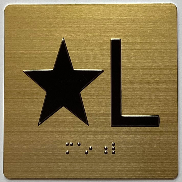 STAR L Elevator Jamb Plate  Signage With Braille and raised number-Elevator STAR LOBBY floor number  Signage - The sensation line