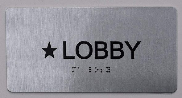 Star Lobby Floor Number Sign Silver-Tactile Touch Braille Sign - The Sensation line
