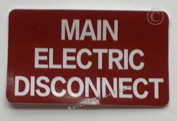 Main Electric Disconnect Label Decal  Signage