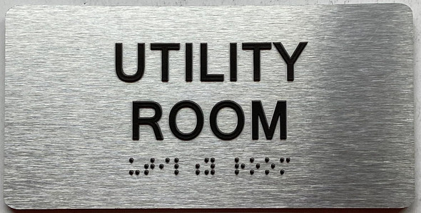UTILITY ROOM sign with Raised letters/Image & Grade 2 Braille - Includes Red Adhesive pad for Easy Installation - The park Ave Line