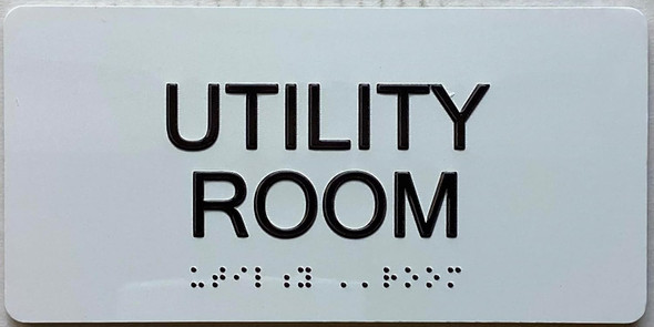 Utility Room  Signage with Raised letters/Image & Grade 2 Braille - Includes Red Adhesive pad for Easy Installation - The sensation line