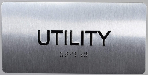 Utility Sign Silver-Tactile Touch Braille Sign - The Sensation line