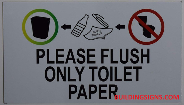 Please Flush Toilet Paper ONLY Sign Sign