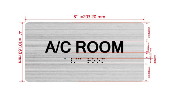 A/C Room Sign with Raised Letters & Grade 2 Sign
