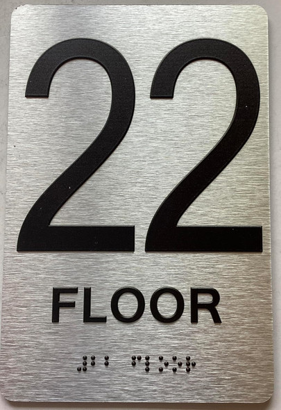 22th floor sign with Raised letters/Image & Grade 2 Braille - Includes Red Adhesive pad for Easy Installation - The park Ave Line Sign