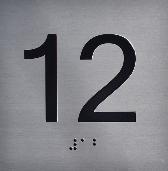 elevator floor 12 floor sign jamb plate 12 sign silver ada