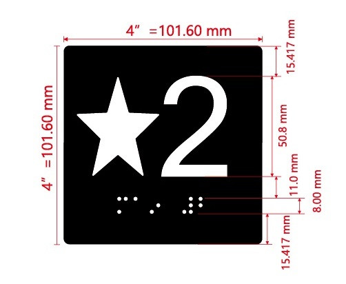 Star 3 Elevator Jamb Plate Ada Sign