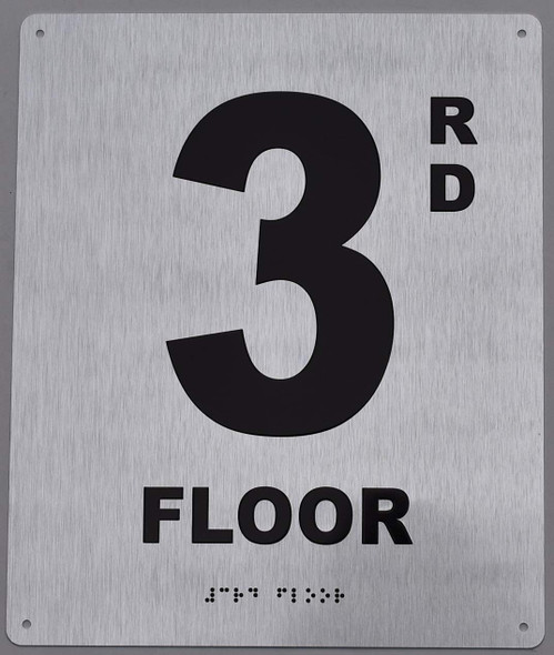 3rd Floor - Floor Number - Tactile Touch Braille  - The Sensation line Sign