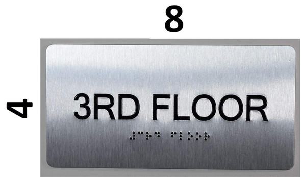 3rd Floor - Floor Number Tactile Touch Braille  - The Sensation line Sign