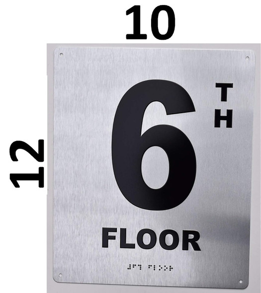 6th Floor - Floor Number - Tactile Touch Braille  - The Sensation line Sign