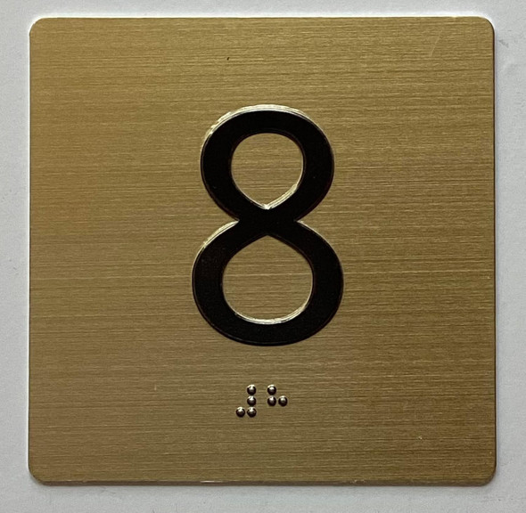 8TH FLOOR Elevator Jamb Plate  With Braille and raised number-Elevator FLOOR 8 number  - The sensation line Sign