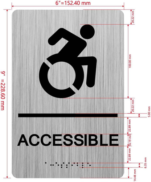 ACCESSIBLE  with Raised letters/Image & Grade 2 Braille - Includes Red Adhesive pad for Easy Installation - The park Ave Line Sign