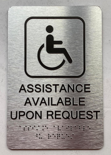 ASSISTANCE AVAILABLE UPON REQUEST  with Raised letters/Image & Grade 2 Braille - Includes Red Adhesive pad for Easy Installation - The park Ave Line Sign