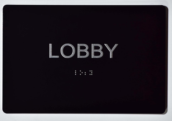 Black Floor number  -Tactile Graphics Grade 2 Braille Text with raised letters aluminum, Safety  for Office, school Hospital, Apartment BLACK (Lobby )