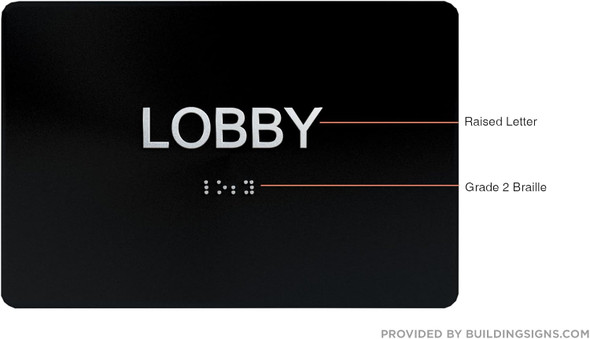 Black Floor number  -Tactile Graphics Grade 2 Braille Text with raised letters aluminum, Safety  for Office, school Hospital, Apartment BLACK (Lobby ) Sign