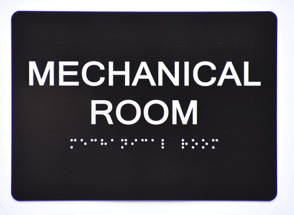 Black Floor number  -Tactile Graphics Grade 2 Braille Text with raised letters aluminum, Safety  for Office, school Hospital, Apartment BLACK (Mechnical Room)
