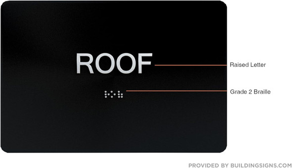 Black Floor number  -Tactile Graphics Grade 2 Braille Text with raised letters aluminum, Safety  for Office, school Hospital, Apartment BLACK (Roof ) Sign
