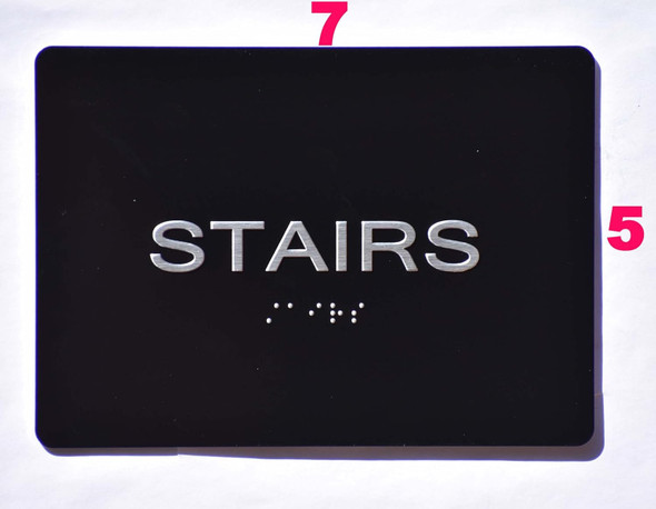 Black Floor number  -Tactile Graphics Grade 2 Braille Text with raised letters aluminum, Safety  for Office, school Hospital, Apartment BLACK (Stairs) Sign