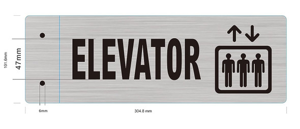 Elevator Sign - Aluminum, Silver, - The Hallway Line