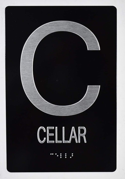 Cellar Floor Number Braille  With Raised Tactile Graphics And Letters - The Sensation Line