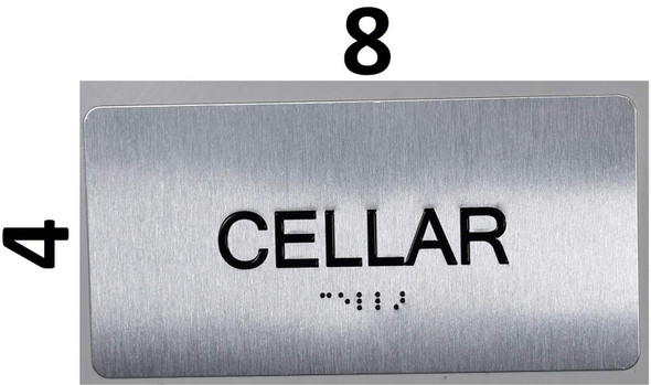Cellar Floor Number Sign Silver-Tactile Touch Braille Sign - The Sensation line