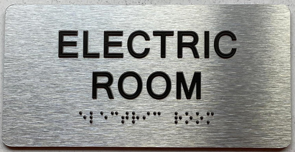 ELECTRIC ROOM  with Raised letters/Image & Grade 2 Braille - Includes Red Adhesive pad for Easy Installation - The park Ave Line