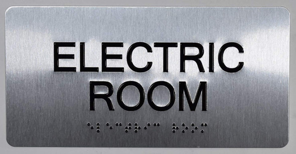 Electric Room Silver-Tactile Touch Braille Sign - The Sensation line