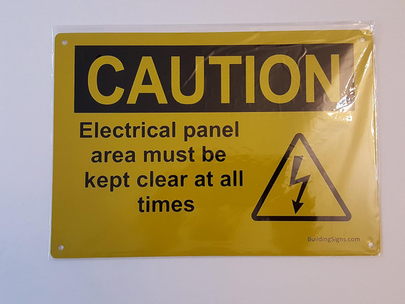 Electrical Panel Area Must Be Kept Clear At All Times Sign