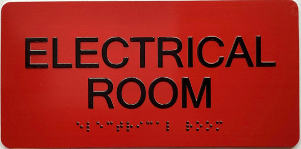 Electrical Room  Raised letters & Grade 2 Braille - Includes Red Adhesive pad for Easy Installation - The Sensation line