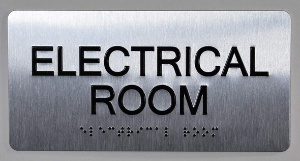 Electrical Room Sign Silver-Tactile Touch Braille Sign - The Sensation line