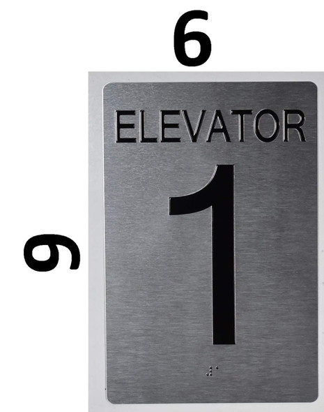 Elevator 1 Sign Silver - Tactile Touch Braille Sign - The Sensation line