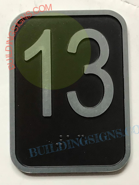 ELEVATOR 13TH FLOOR SIGN- ELEVATOR JAMB PLATE 13TH FLOOR SIGN -THE IRON LINE
