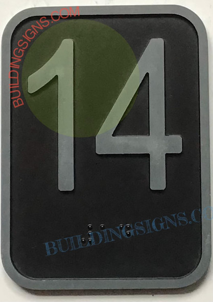 ELEVATOR 14TH FLOOR SIGN- ELEVATOR JAMB PLATE 14TH FLOOR SIGN -THE IRON LINE