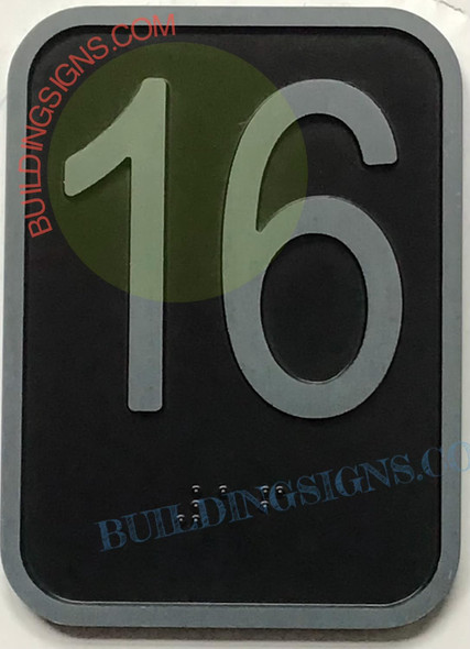ELEVATOR 16TH FLOOR SIGN- ELEVATOR JAMB PLATE 16TH FLOOR SIGN -THE IRON LINE