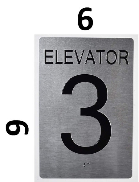 Elevator 3 Sign Silver - Tactile Touch Braille Sign - The Sensation line