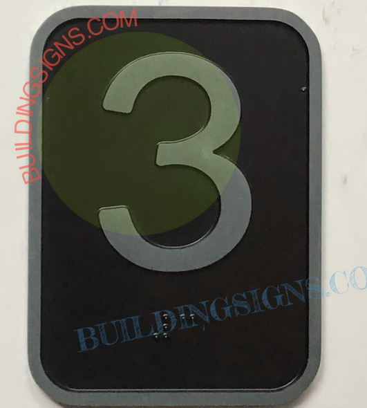 ELEVATOR 3RD FLOOR SIGN- ELEVATOR JAMB PLATE 3RD FLOOR SIGN -THE IRON LINE