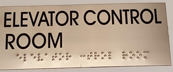 ELEVATOR CONTROL ROOM SIGN - BRAILLE-STAINLESS STEEL