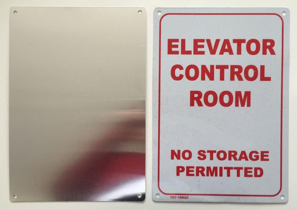 Elevator Control Room-No Storage Permitted Sign