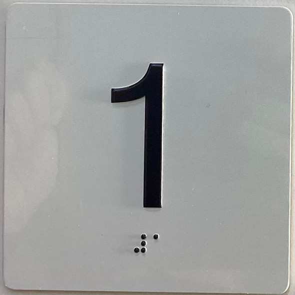 Elevator floor floor 1 Sign/jamb plate 1st floor sign letters/Image & Grade 2 Braille - Includes Red Adhesive pad for Easy Installation - The Sensation line