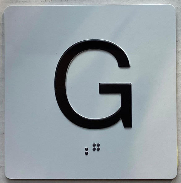 Elevator floor G /jamb plate floor ground  letters/Image & Grade 2 Braille - Includes Red Adhesive pad for Easy Installation - The Sensation line