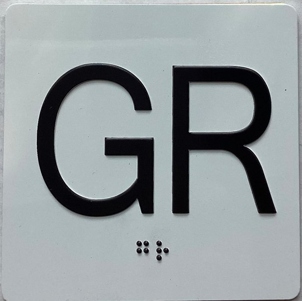 Elevator floor GR /jamb plate floor Ground  letters/Image & Grade 2 Braille - Includes Red Adhesive pad for Easy Installation - The Sensation line
