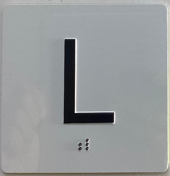 Elevator floor L /jamb plate floor Lobby  letters/Image & Grade 2 Braille - Includes Red Adhesive pad for Easy Installation - The Sensation line