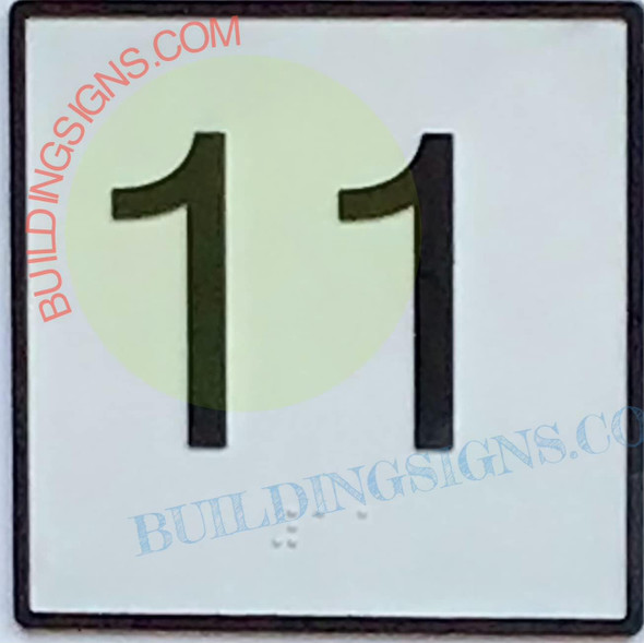 ELEVATOR FLOOR NUMBER 11 SIGN- ELEVATOR JAMB PLATE FLOOR 11 SIGN -THE IRON LINE